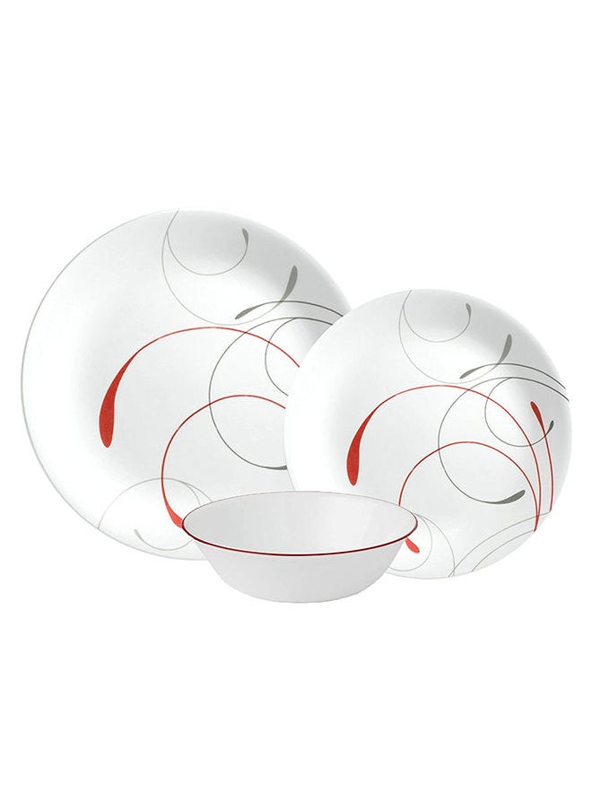 Corelle - 18-Pieces Corelle  Vitrelle Dinnerware Set White/Red - Image 1