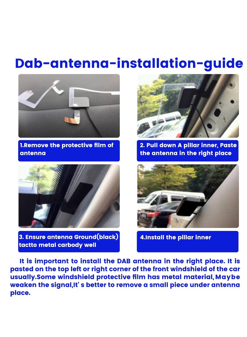Car DAB/DAB+ Radio Receiver, DAB FM Radio Antenna FM Dipole Aerial, DAB Car Radio Adapter USB Dongle for Most Android Car Stereo