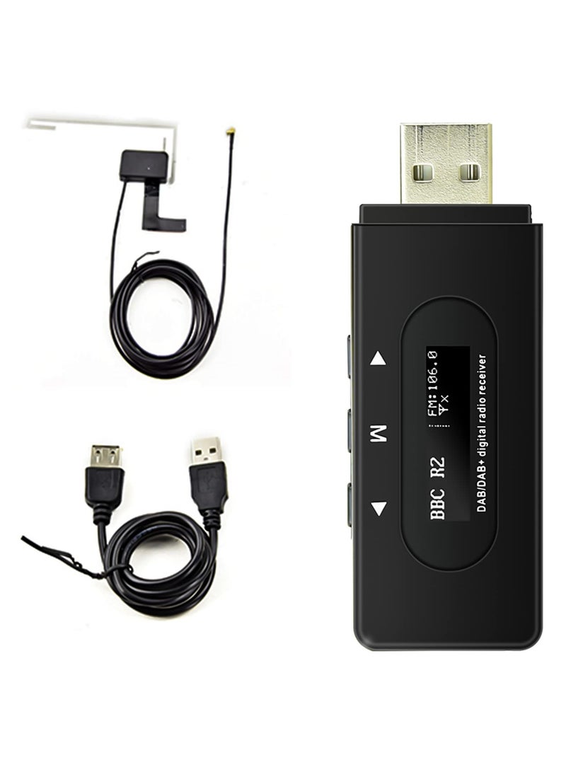 Car DAB/DAB+ Radio Receiver, DAB FM Radio Antenna FM Dipole Aerial, DAB Car Radio Adapter USB Dongle for Most Android Car Stereo