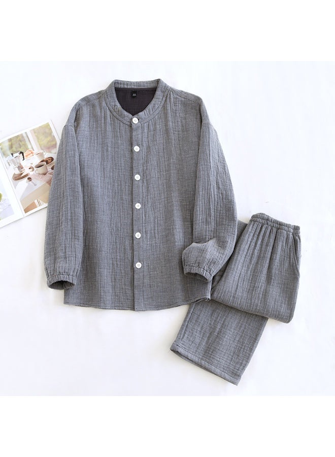 Men's Grade A 100% Cotton  Four-Layer Gauze Thickened Home Wear Set​​ - Loose, Soft, and Breathable Long-Sleeve Pajama Set. - Image 1