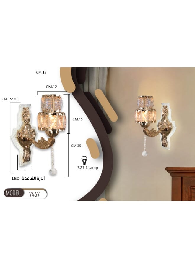 Best Power - Luxury 7467-W Dimmable Gold LED Wall Lamp With Elegant Design Wall Lamp 3 Adjustable Lighting Levels for Bedrooms and Living Spaces - Image 1