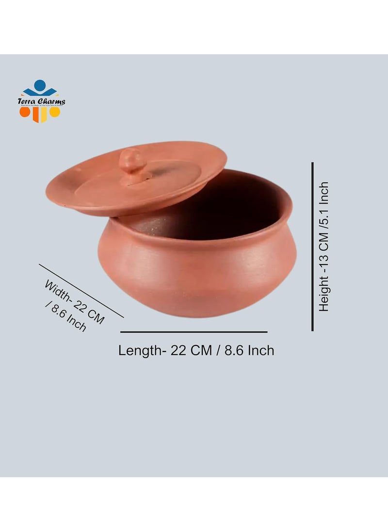 Terra Charms Terra Charms Terracotta Clay Pot Serving Pot Hand Craft Handi for Making Dal Makhani Taste for Healthy Naturelly Food Fitness Light Weight Curd Bowl for Cooking1L Capacity  - Image 3