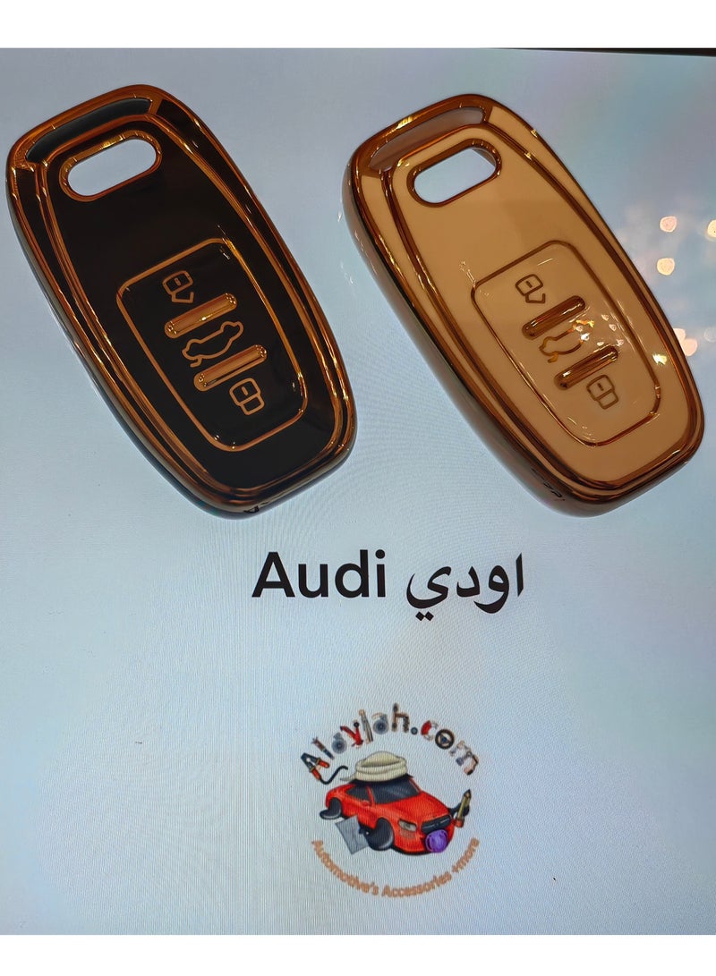 م بترقية مفتاح سيارتك أودي مع غطاء فوب مفتاح بحدود ذهبية من TPU - مناسب تمامًا لـ A6L، A7، A8، A3، A5، Q5،  S6 - Image 1