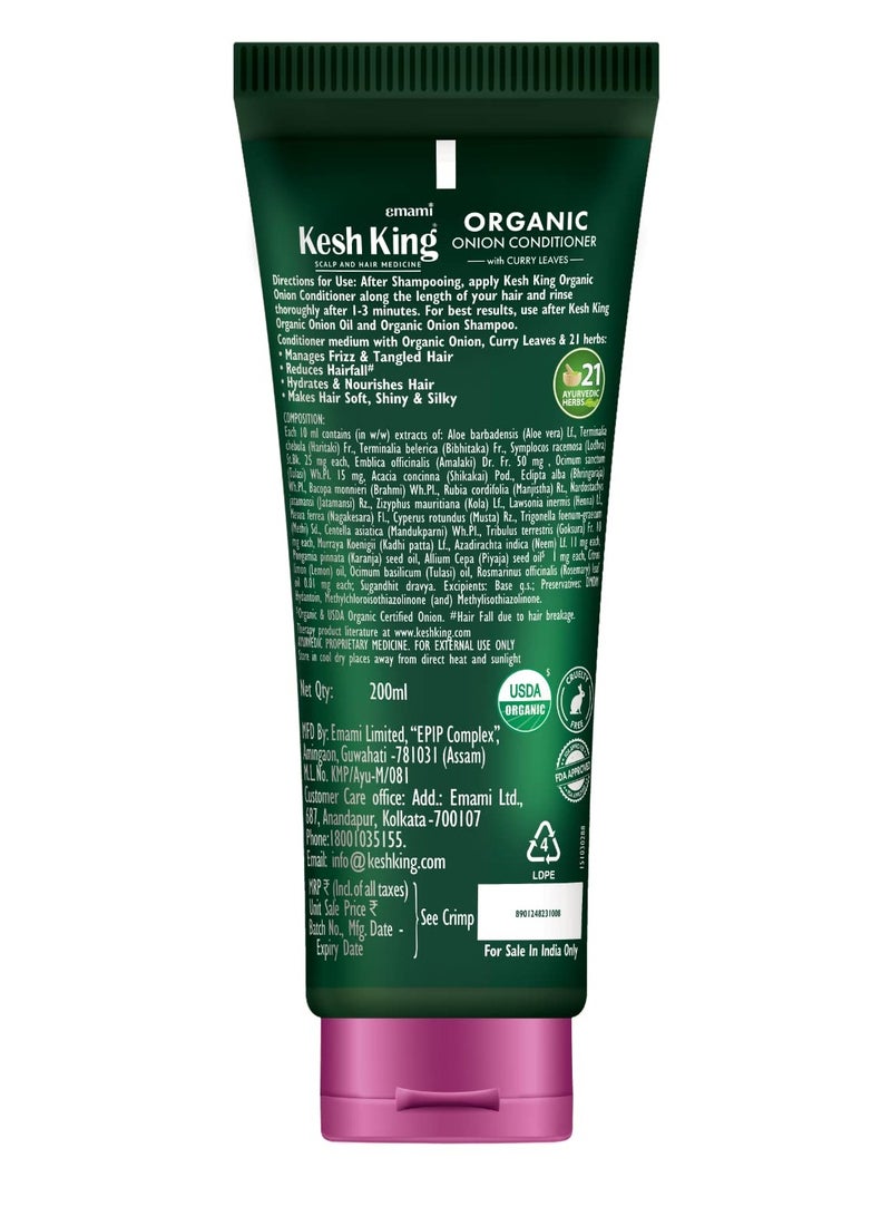 Kesh King Organic Onion Conditioner with Curry Leaves | Conditioner for Frizzy Hair, Reduces Hair Fall, Deep Nourishment & Hydration | Hair Conditioner for Dry, Damaged Hair- 200ml, 1 Count Visit the Kesh King Store - Image 5