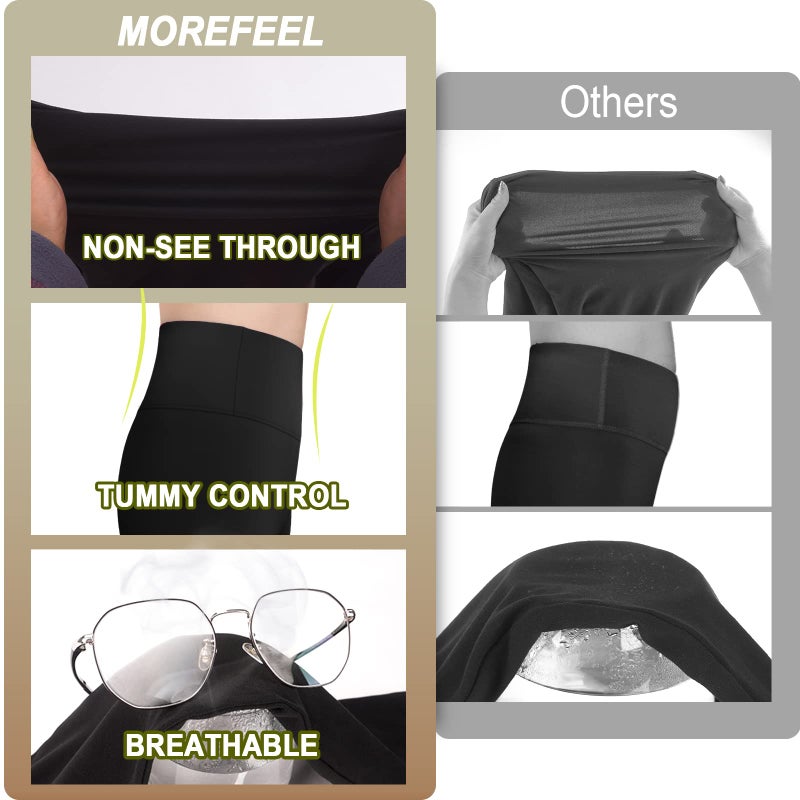 MOREFEEL High Waisted Biker Shorts for Women-Gym Bike Spandex Workout Shorts Tummy Control Shorts for Women Athletic Yoga Fitness Clothing Womens Shorts(Nude,L-XL) - Image 4