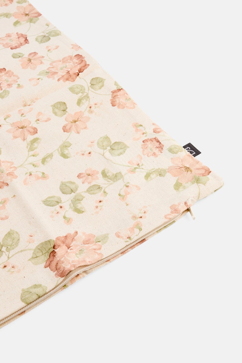 Muy Mucho Floral Printed Cushion Cover 30 x 50 cm, Beige Combo  - Image 3