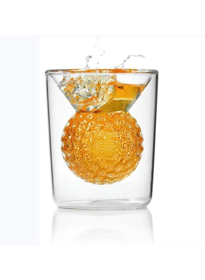 Golf ball Double tumbler glass High borosilicate tumbler Clear insulated milk drink cup thickened premium - Image 1