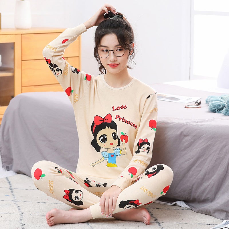Juvenile Underwear Set Autumn Clothes and Pants for Boys and Girls Pure Cotton Thin Junior High School Students Cotton Sweater Thermal Underwear Dou-apple girl