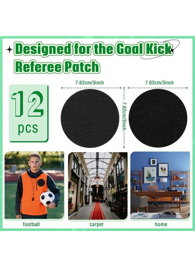 Chengu - 12 Pairs Referee Patch Hook And Loop Dots 3 Inch Self Sticky Circle Hook And Loop Round Adhesive Loop Tape Double Sided Hook And Loop Fasteners For Home Office Diy Wall Decor Tool Hanging - Image 1