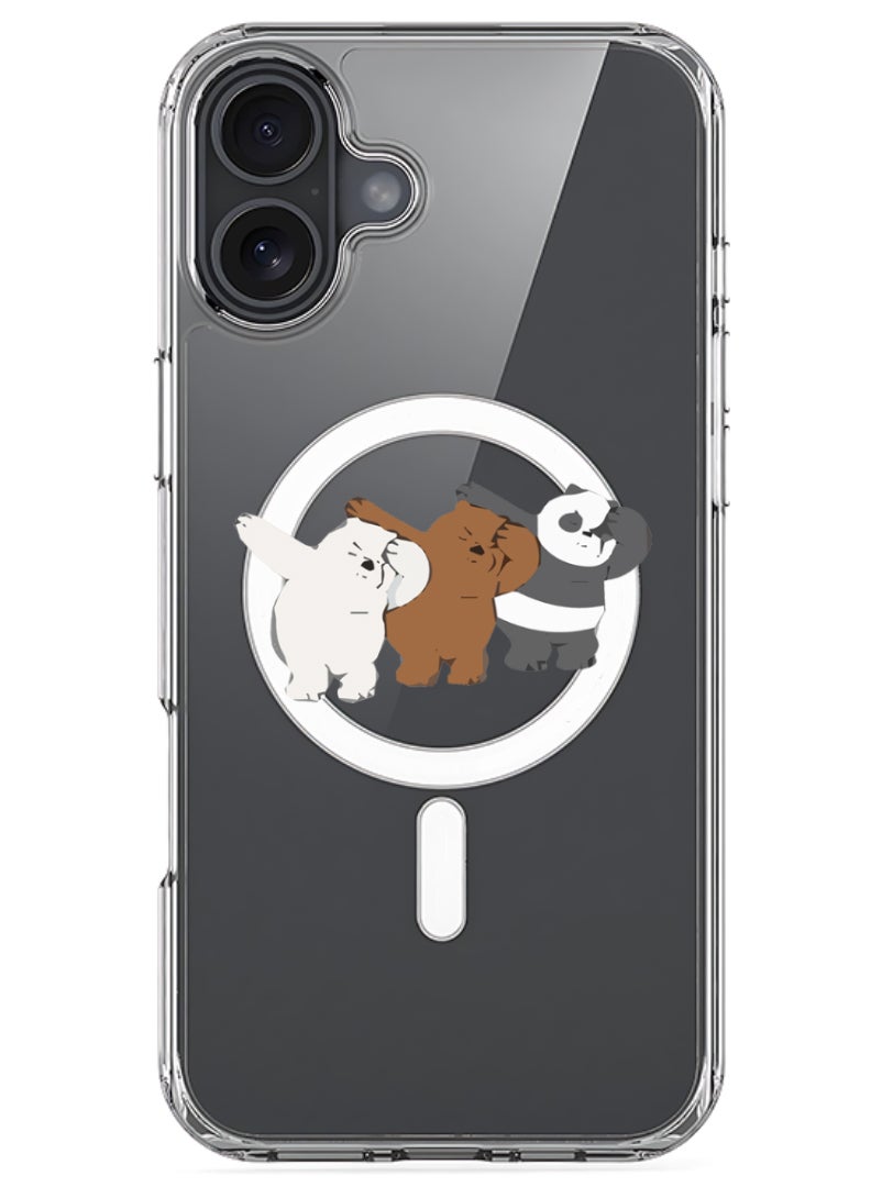 Theodor iPhone 16 Plus Magsafe Magnetic Case for iPhone Compatible with Wireless Charging, Shockproof Phone Bumper Cover - Bears dance - Image 1