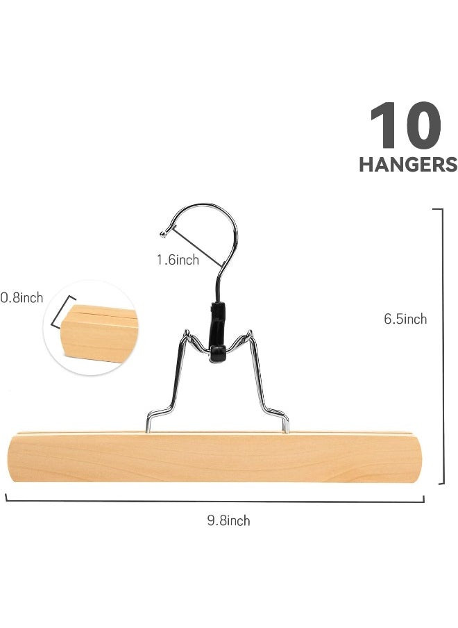 Nature Smile - Nature Smile 10 Pack Natural Wooden Pants Skirt Hangers, Smooth Finish Solid Wood Non Slip Jeans Slack Clamp Hangers Hair Extension Hangers - Image 1