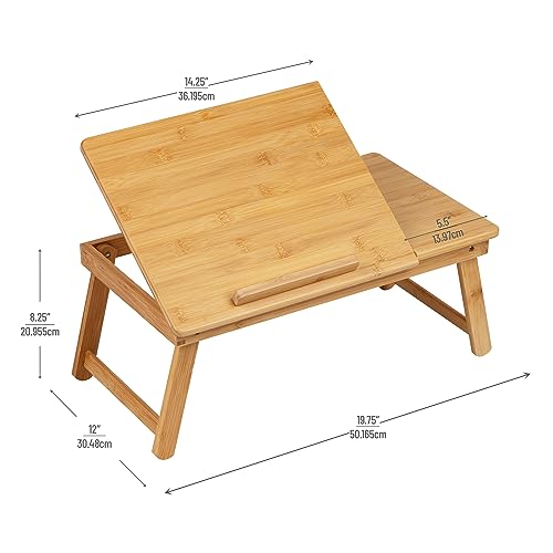 Mind Reader Lap Desk Laptop Stand, Bed Tray, Dorm Room, Folding Legs, Rayon From Bamboo, 19.75"L x 12"W x 8.25"H, Brown - Image 3