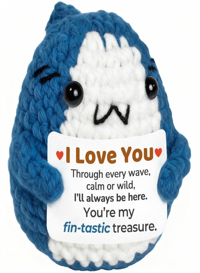 Krinisou Positive Crochet Animals Shark Gifts, I Love You Gifts for Her Him Daughter Son, Long Distance Relationship Gift Brithday Graduation Presents for Boyfriend Girlfriend Wife Husband - Image 1