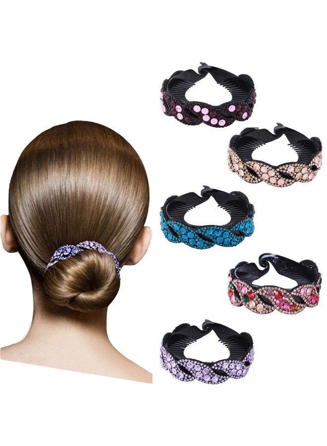 AWAYTR Rhinestone Hair Clip For Women 5Pack Halfballoon Nest Expanding Hairpin Girls Hair Claws Hair Bun Holders Accessories(5 Mixed Colors) - Image 2