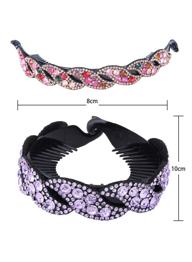 AWAYTR Rhinestone Hair Clip For Women 5Pack Halfballoon Nest Expanding Hairpin Girls Hair Claws Hair Bun Holders Accessories(5 Mixed Colors) - Image 3