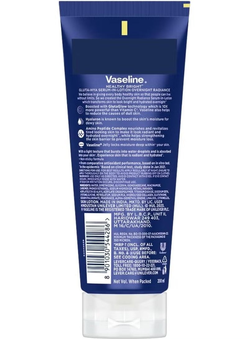 Vaseline Gluta-Hya Overnight Radiance, Serum-In-Lotion, Boosted With Amino Peptide, 200ml - Image 2
