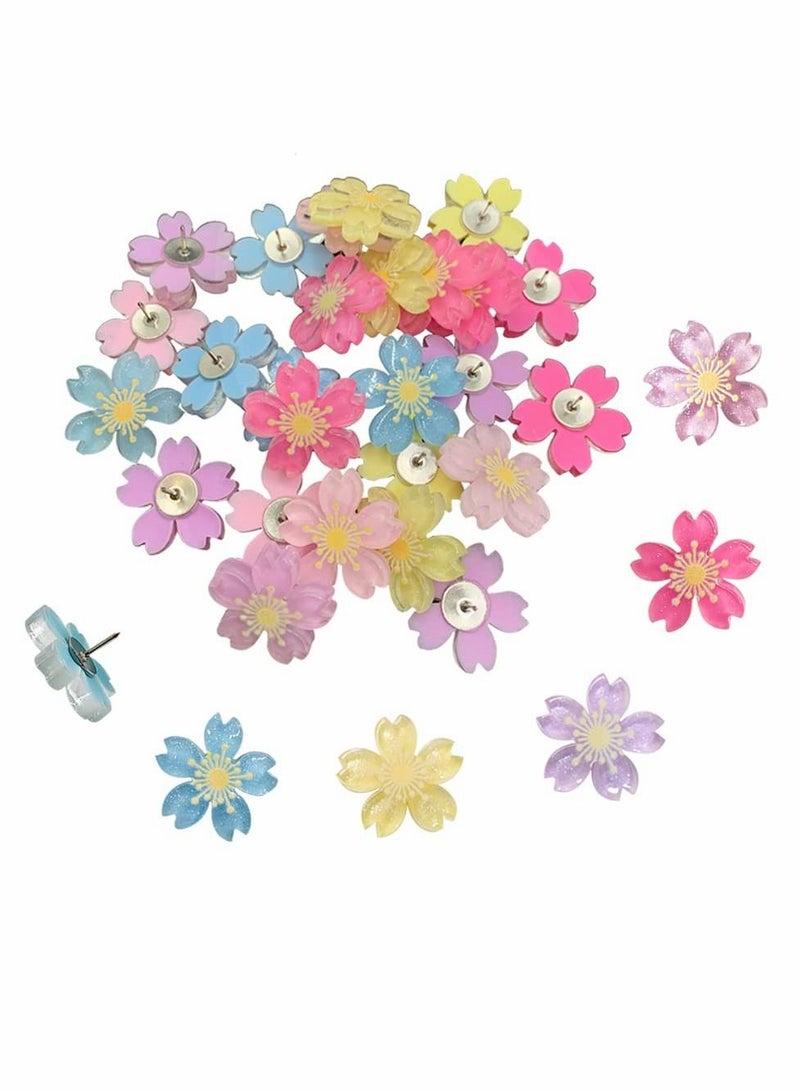 Y&D Flower Pushpins Thumb Tacks Decorative Floret Push Pins Colorful Thumbtacks for Photo Wall, Feature Whiteboard, Cork Board, Map, Bulletin Office or Home 30 pcs - Image 1
