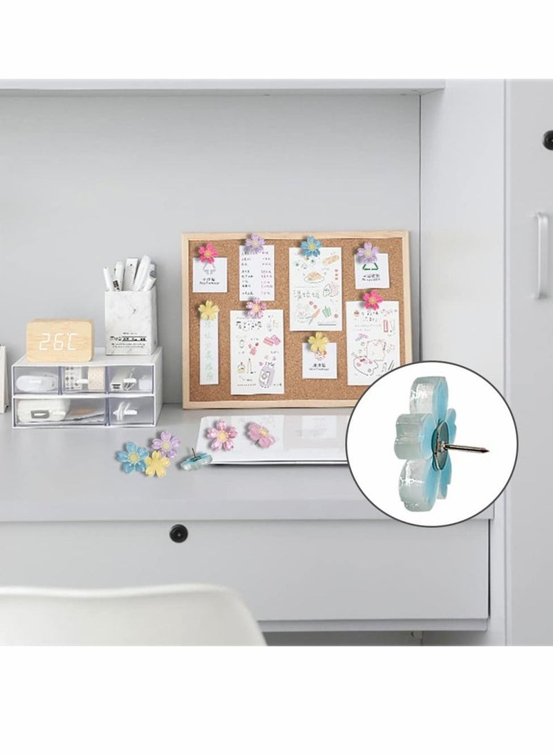 Y&D Flower Pushpins Thumb Tacks Decorative Floret Push Pins Colorful Thumbtacks for Photo Wall, Feature Whiteboard, Cork Board, Map, Bulletin Office or Home 30 pcs - Image 3