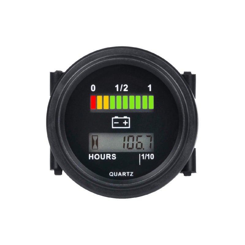 Runleader 12V24V 36V 48V 72V Battery Fuel Gauge MeterBattery Level MeterResettable TOT HoursLead Acid Battery ApplicablyBut Not Trojanfor Golf Cart Club Car Forklift Scrubber Machine Floor