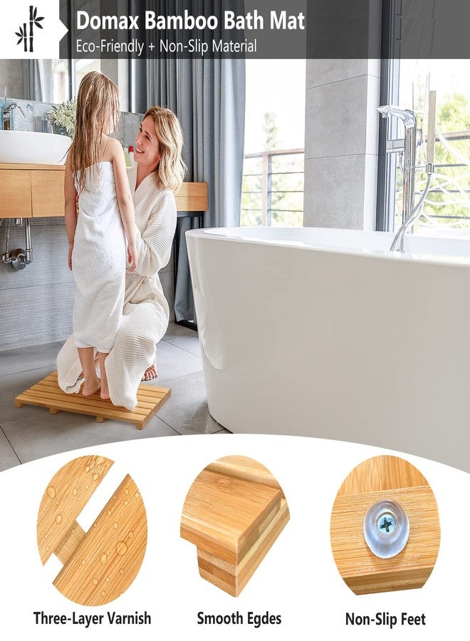 Domax Bamboo Bath Mat - Non Slip Waterproof Wooden Shower Floor Mat for Bathroom, Sauna, Spa, Outdoor Use (Natural, 21.26 x 14.17 x 1.3 Inch) - Image 5