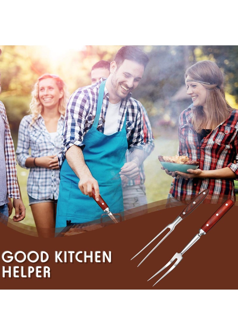 Stainless Steel Carving Fork Set with Wooden Handles, 2-Piece BBQ Meat Forks for Grilling, Roasting and Dinner Parties (12" and 14")  - Image 2