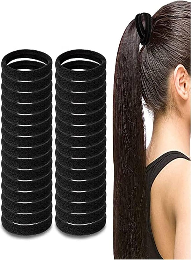 Shri Pack of 30 Soft Premium Elastic Streatchable non Slipy Hair Rubber Bands Ponytail Holders Hair Accessoires for Girls & Women (Black) - Image 3