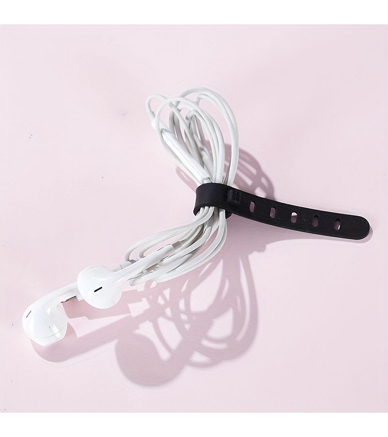 Multi Purpose Silicone Cable Ties Data Cable Organizers Headphone Cord Wraps 18 Pcs White - Image 5