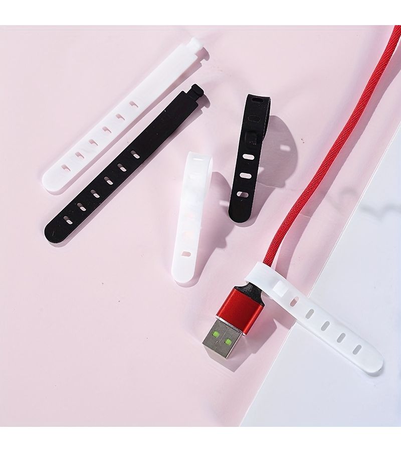 Multi Purpose Silicone Cable Ties Data Cable Organizers Headphone Cord Wraps 18 Pcs White - Image 3