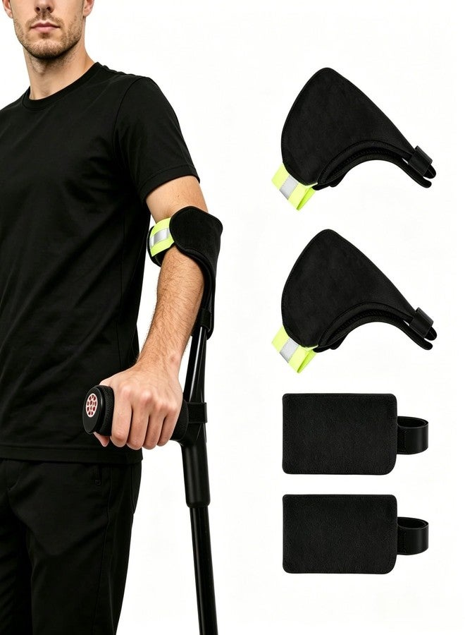 EDRITHRIC Underarm Crutch's Pad and Hand Grip Covers Universal Forearm Handle Padded Cushion Sets Accessories for Crutches (Black) - Image 1