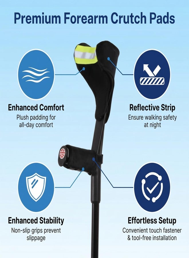 EDRITHRIC Underarm Crutch's Pad and Hand Grip Covers Universal Forearm Handle Padded Cushion Sets Accessories for Crutches (Black) - Image 2
