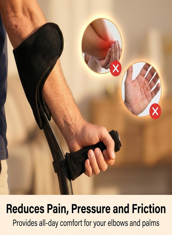 EDRITHRIC Underarm Crutch's Pad and Hand Grip Covers Universal Forearm Handle Padded Cushion Sets Accessories for Crutches (Black) - Image 3