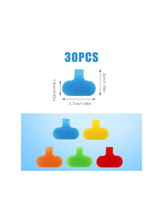 promass 30 Pcs Reusable Write On Cord Labels, Cable Tags for Electronics, Computers, Cable Management and Identification, 5 Colors - Image 2