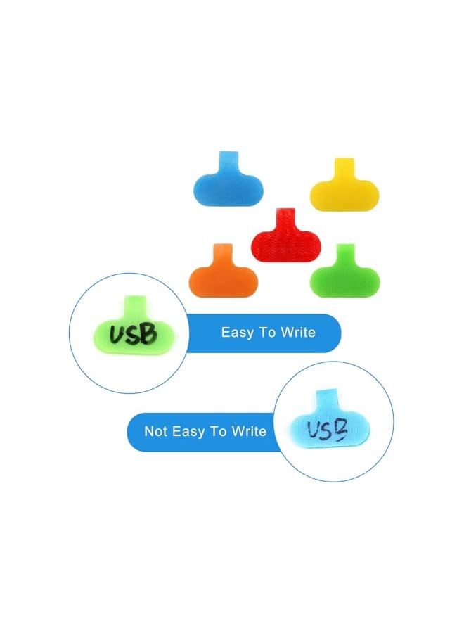 promass 30 Pcs Reusable Write On Cord Labels, Cable Tags for Electronics, Computers, Cable Management and Identification, 5 Colors - Image 4