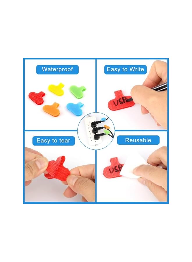 promass 30 Pcs Reusable Write On Cord Labels, Cable Tags for Electronics, Computers, Cable Management and Identification, 5 Colors - Image 3