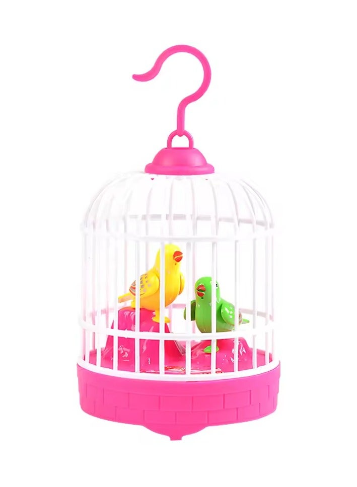 DubaiGallery Singing Bird Cage Toy Realistic Sounds Movement Bird Toy Light Up Bird Figurine Children Sound Activated Chirp Toy Fake Bird Hanging Decoration with Light - Image 1