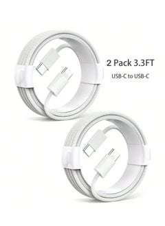 Original Fabric Fast Charging Cable USB C to USB C Apple Specifications, 2 Pieces 60W, Fast Charging Cable for iPhone 15/15 Plus/15 Pro/15 Pro Max, for Galaxy S24 S23 S22, iPad Pro, MacBook Air