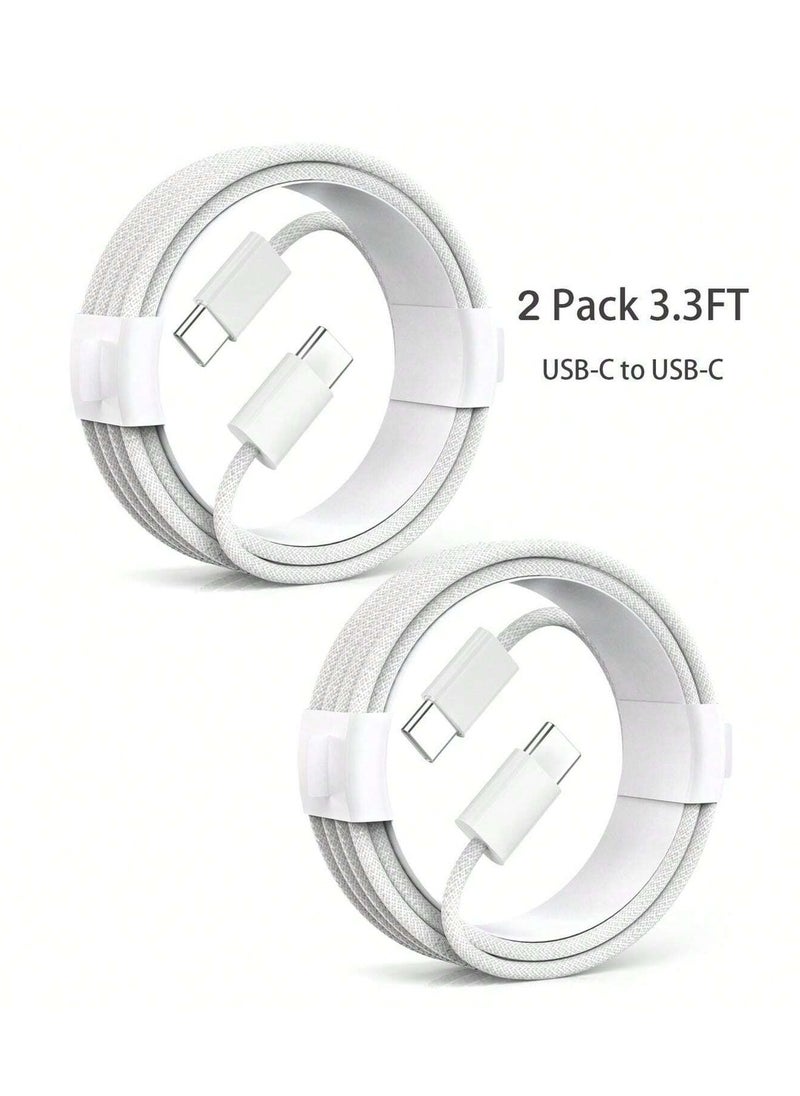 Generic - Original Fabric Fast Charging Cable USB C to USB C Apple Specifications, 2 Pieces 60W, Fast Charging Cable for iPhone 15/15 Plus/15 Pro/15 Pro Max, for Galaxy S24 S23 S22, iPad Pro, MacBook Air - Image 1
