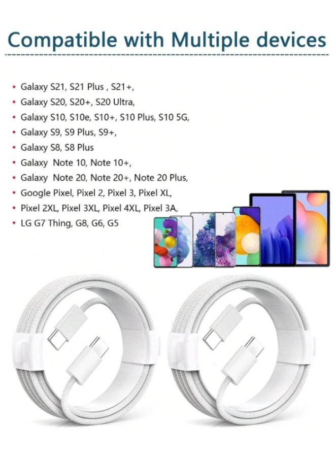 Generic - Original Fabric Fast Charging Cable USB C to USB C Apple Specifications, 2 Pieces 60W, Fast Charging Cable for iPhone 15/15 Plus/15 Pro/15 Pro Max, for Galaxy S24 S23 S22, iPad Pro, MacBook Air - Image 1