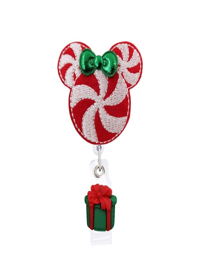 Rockapatch Peppermint Swirl Cartoon Nurse Badge Reel, Nurse Retractable Name Card, Badge Holder Reel with Alligator Clip, 24 inches Thick Pull Cord Christmas Gifts - Image 1