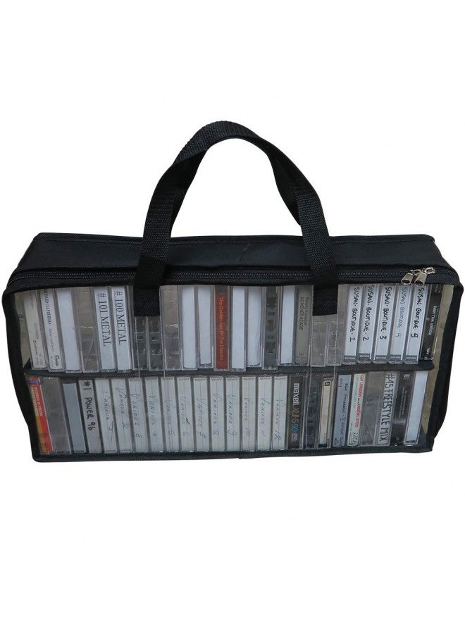 Evelots Evelots Cassette Tape Bag-See Thru Organizer/Storage-Handles-Easy Carry-No Dust/Moisture-Holds 50 with cases  - Image 1