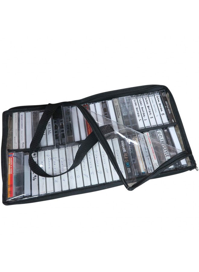 Evelots Evelots Cassette Tape Bag-See Thru Organizer/Storage-Handles-Easy Carry-No Dust/Moisture-Holds 50 with cases  - Image 3