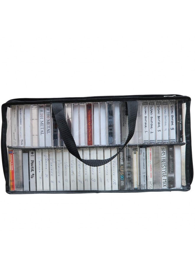 Evelots Evelots Cassette Tape Bag-See Thru Organizer/Storage-Handles-Easy Carry-No Dust/Moisture-Holds 50 with cases  - Image 4