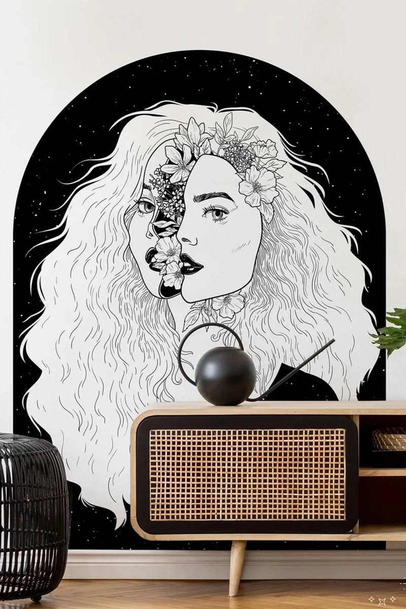 Kt Grup Artistic Woman Portrait Boho Belt Arch Minimal Wall Sticker  - Image 4