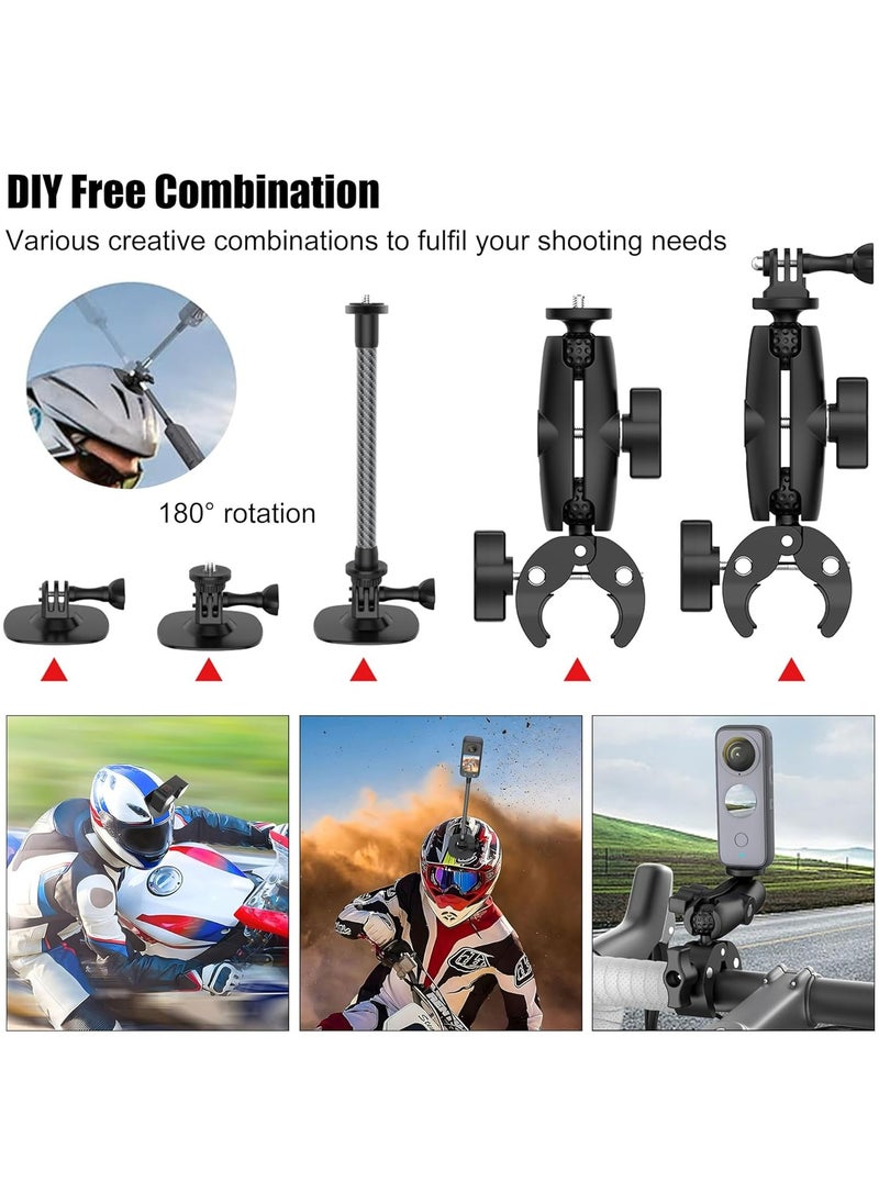 Oasisgalore - Bike Motorcycle Camera Mount Bundle Kit for Insta360 & GoPro - 360° Handlebar & Helmet Mounts Included - Image 1