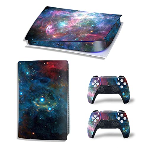 Oiokew Decal Skin for Ps5 Digital, Whole Body Vinyl Sticker Cover for PlayStation 5 Console and Controller(PS5 Digital Edition, Blue&red Sky) - Image 2