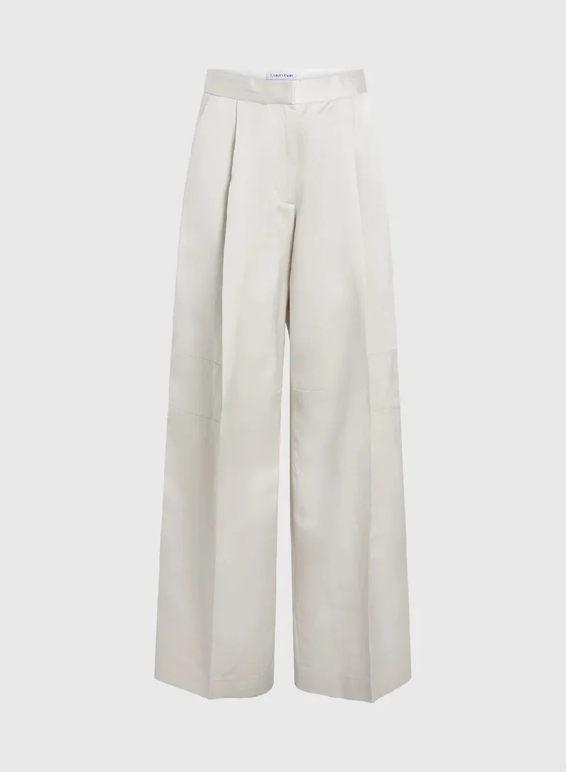 CALVIN KLEIN Peyote Relaxed Tailored Wide Leg Trousers for Women | Best Price UAE
