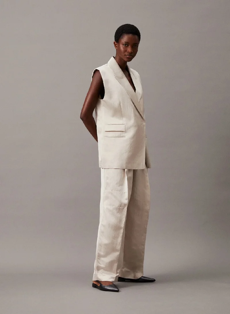 CALVIN KLEIN Peyote Relaxed Tailored Wide Leg Trousers for Women | Best Price UAE