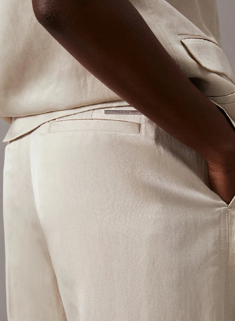 CALVIN KLEIN Peyote Relaxed Tailored Wide Leg Trousers for Women | Best Price UAE