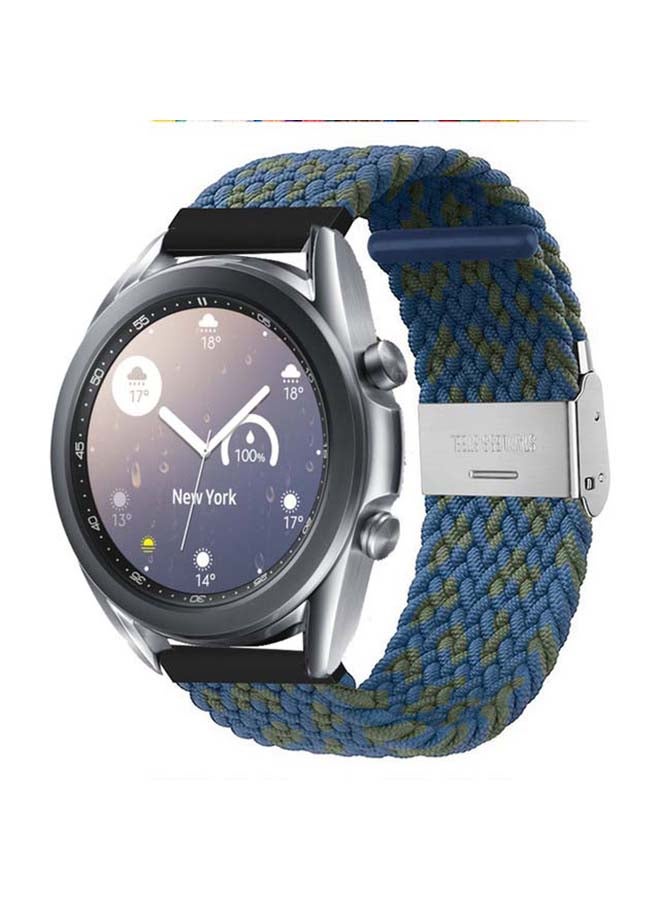 Perfii Adjustable Braided Solo Loop Band For Samsung Galaxy Watch 3 Blue/Green - Image 2
