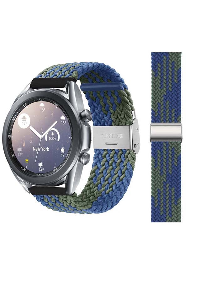 Perfii Adjustable Braided Solo Loop Band For Samsung Galaxy Watch 3 Blue/Green - Image 1